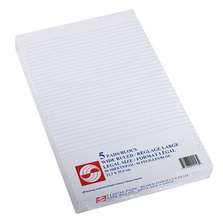 Image Bloc-notes de bureau Format légal, ligné. pqt 5