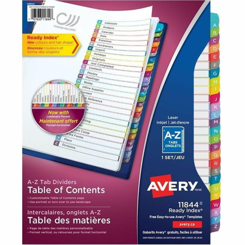 Image Ready Index® Customizable Table of Contents Dividers