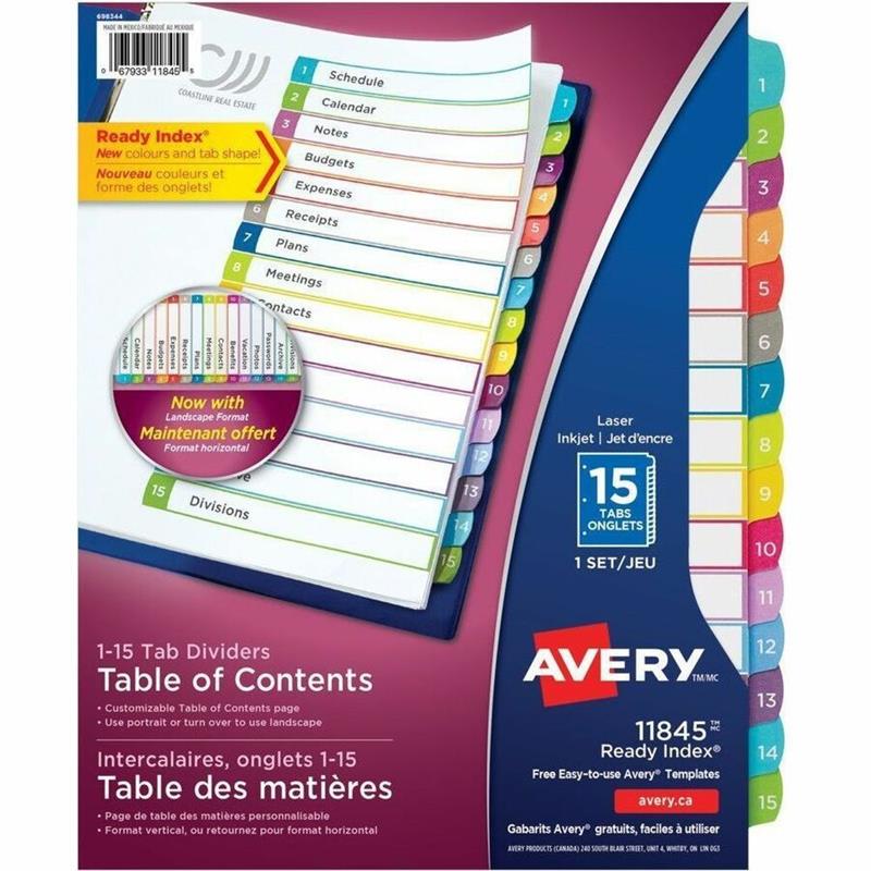 Image Ready Index® Customizable Table of Contents Dividers