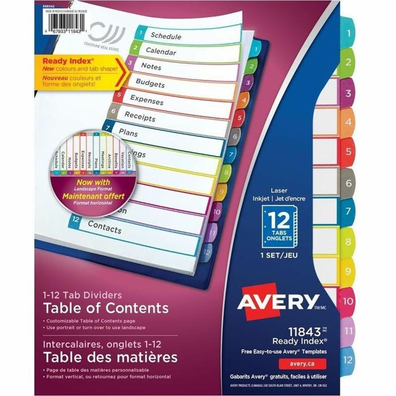 Image Ready Index® Customizable Table of Contents Dividers