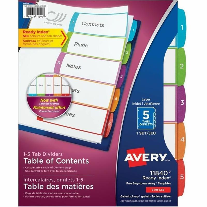 Image Ready Index® Customizable Table of Contents Dividers