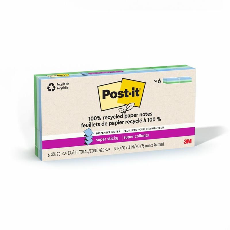 Image Feuillets recyclés Post-it® Super Sticky - Collection oasis
